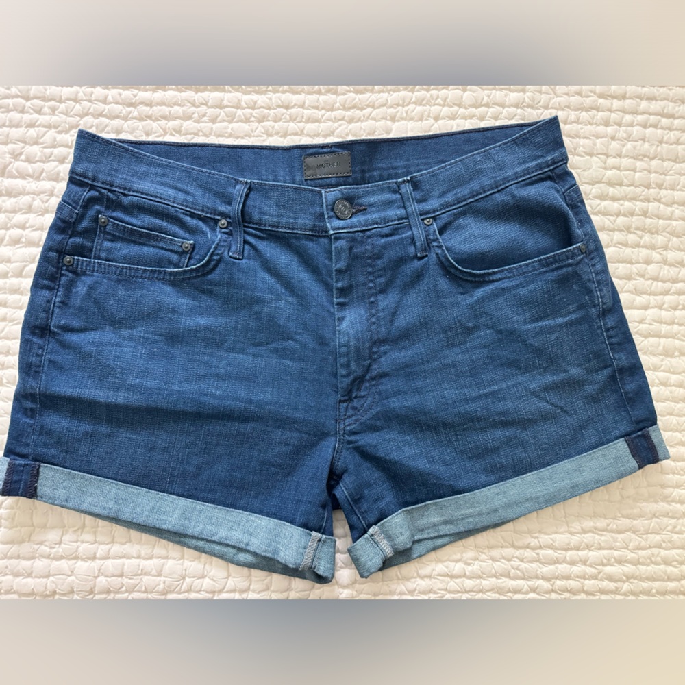 Mother The Dropout Cuff Shorts Jean/Denim Wash: Bright Eyes Size 30